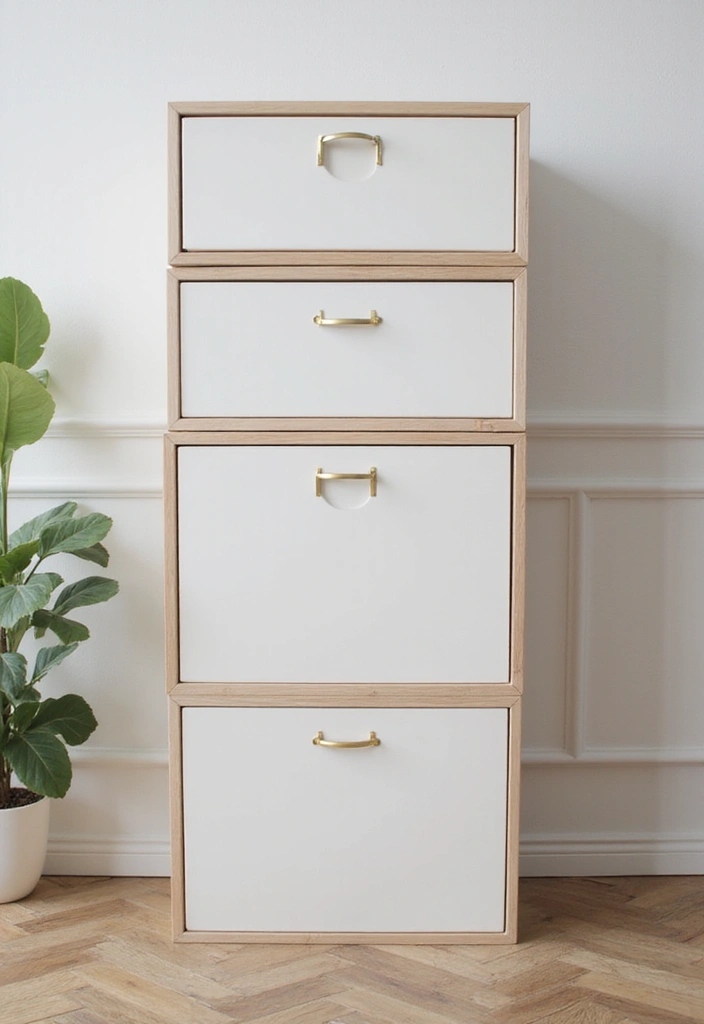30 Office Cabinet Design Ideas to Hide Every Mess - 25. Minimalist Storage Boxes