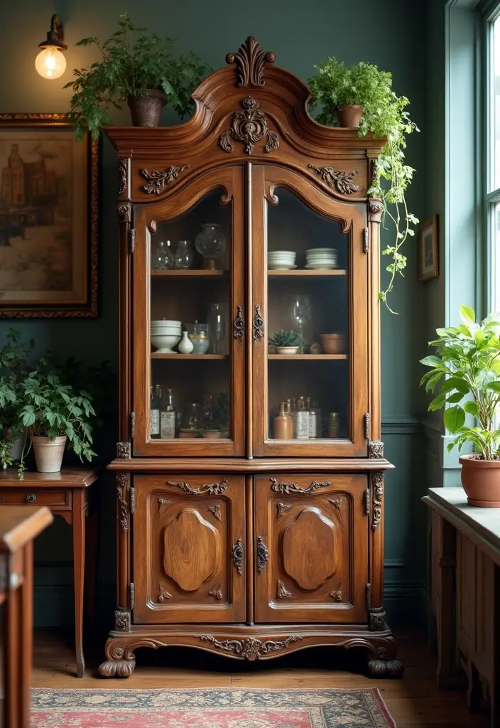 30 Office Cabinet Design Ideas to Hide Every Mess - 5. Vintage Style Cabinets