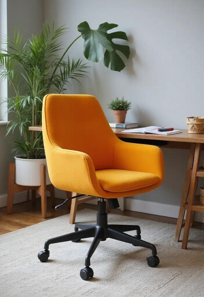 30 Office Chair Ideas That Are Cute AND Ergonomic - 1. Retro Vibes with a Touch of Modern
