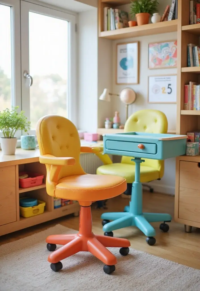 30 Office Chair Ideas That Are Cute AND Ergonomic - 12. Playful Kids' Office Chairs