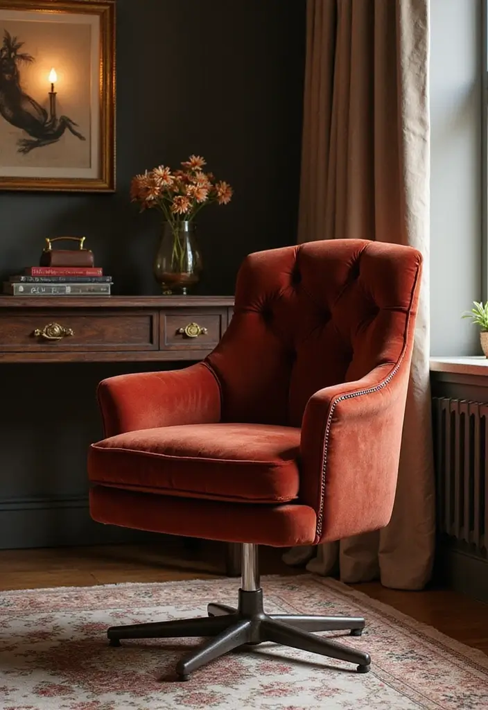 30 Office Chair Ideas That Are Cute AND Ergonomic - 3. Chic Velvet Glam