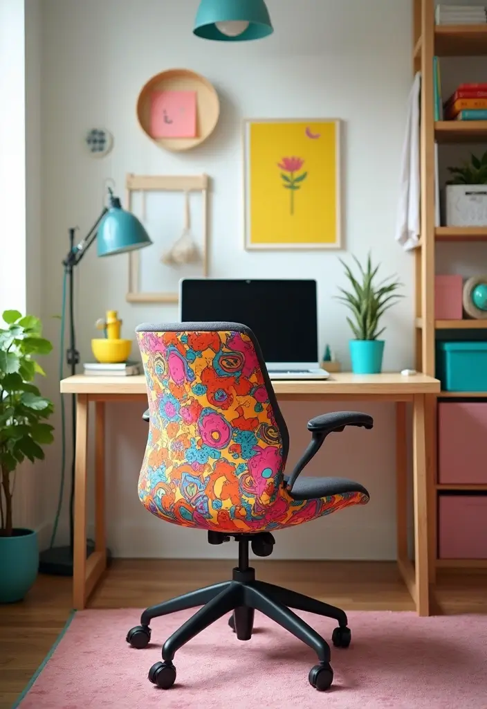 30 Office Chair Ideas That Are Cute AND Ergonomic - 4. Funky Patterns for a Whimsical Touch