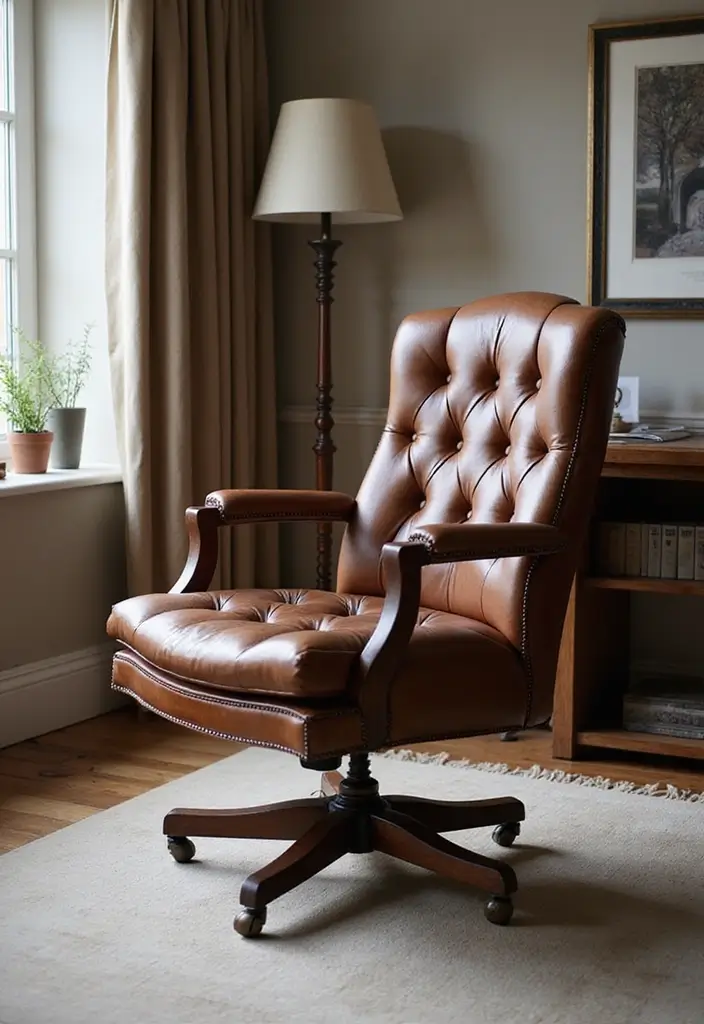 30 Office Chair Ideas That Are Cute AND Ergonomic - 8. Classic Leather Elegance
