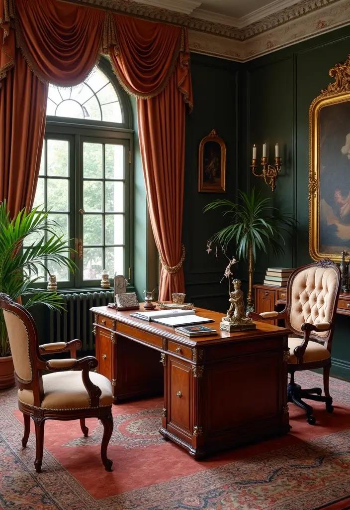 30 Office Desk Inspiration Pics That’ll Make You Redecorate Today - 12. Vintage Glamour