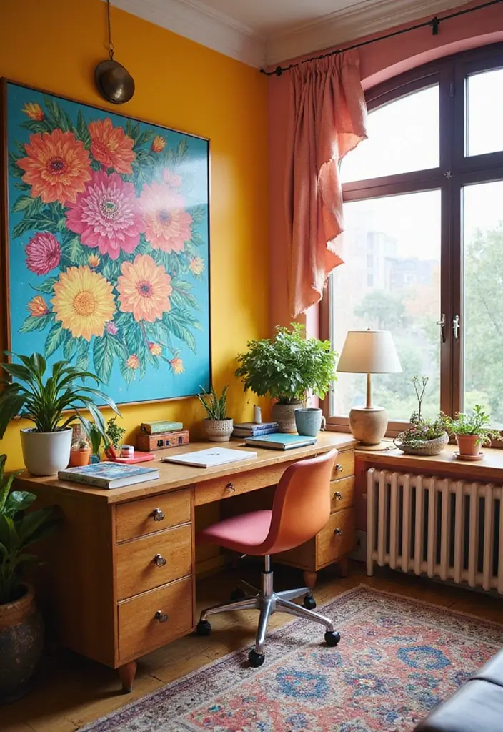 30 Office Desk Inspiration Pics That’ll Make You Redecorate Today - 16. Colorful Splashes