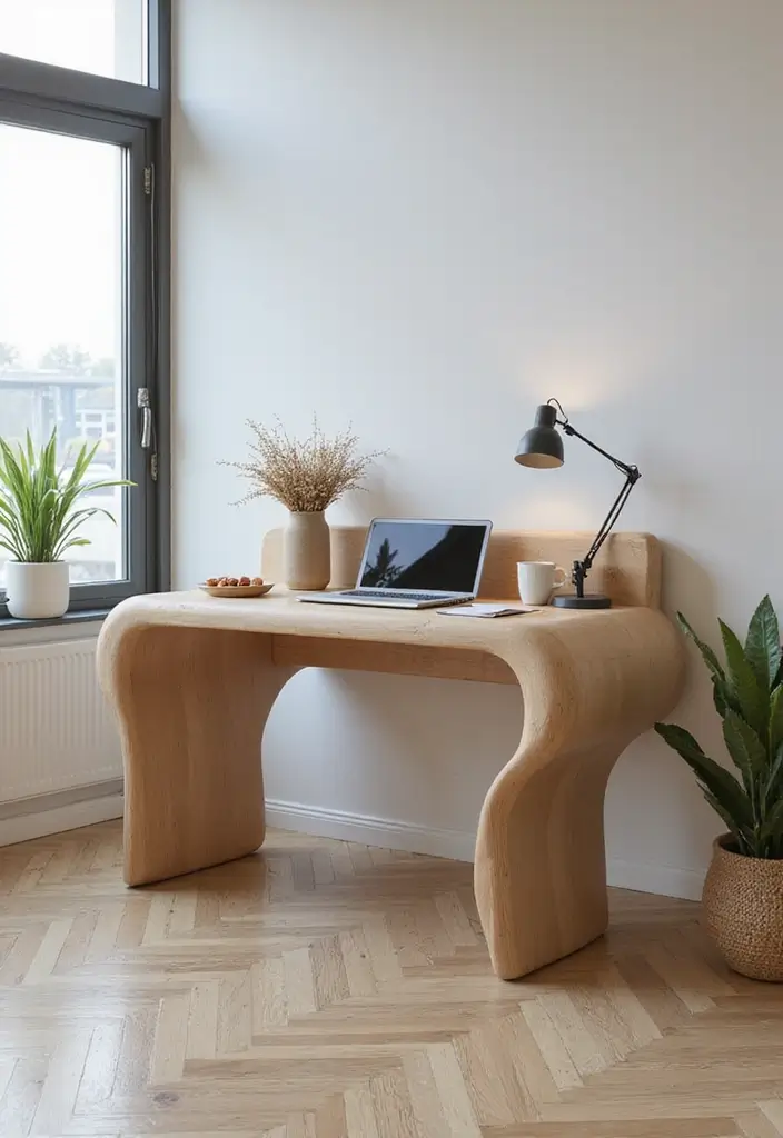 30 Office Desk Inspiration Pics That’ll Make You Redecorate Today - 20. Unique Shapes and Curves