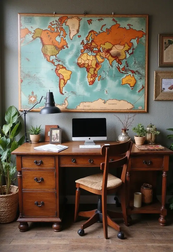 30 Office Desk Inspiration Pics That’ll Make You Redecorate Today - 26. Travel-Inspired Workspace