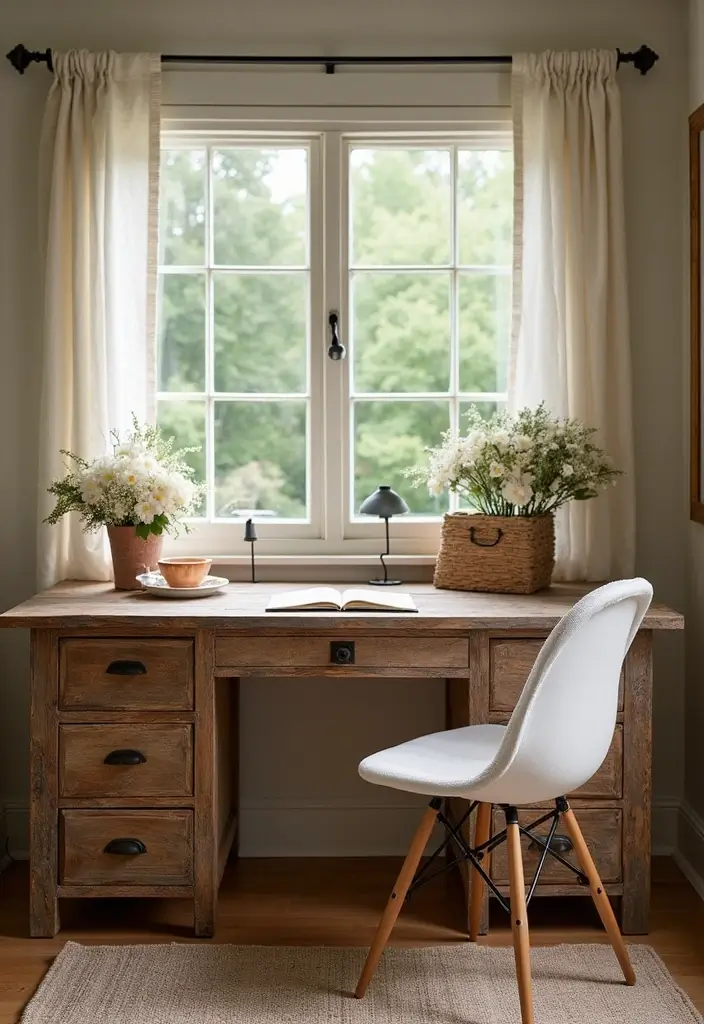 30 Office Desk Inspiration Pics That’ll Make You Redecorate Today - 3. Cozy Cottage Charm