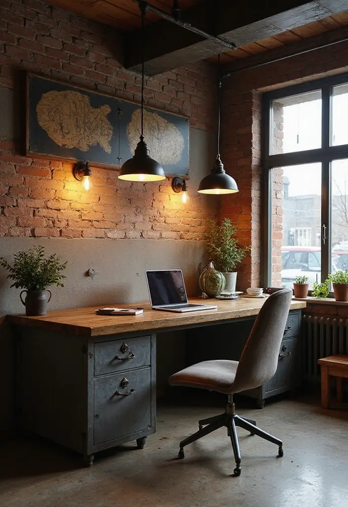 30 Office Desk Inspiration Pics That’ll Make You Redecorate Today - 4. Industrial Edge