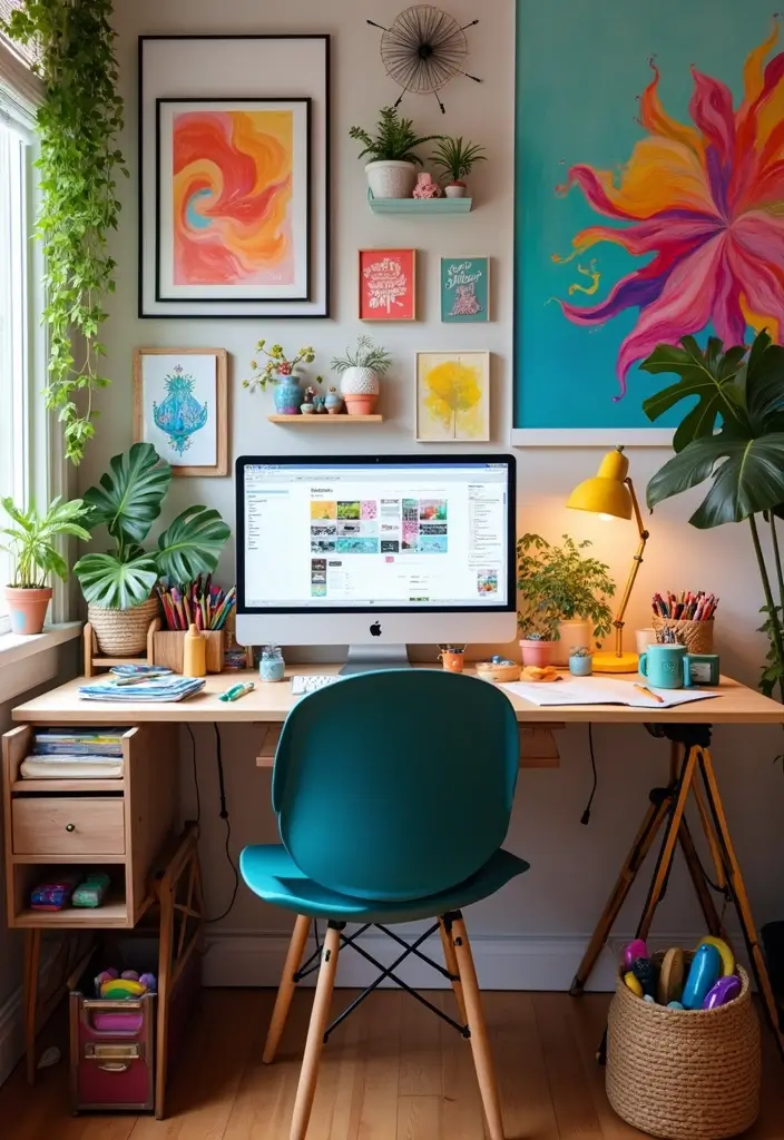 30 Office Desk Inspiration Pics That’ll Make You Redecorate Today - 8. Artsy Aesthetic