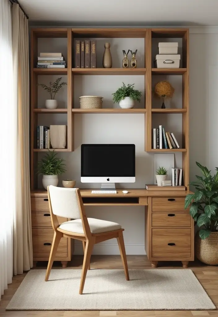 30 Office Nook in Living Room Ideas That Don’t Ruin Your Aesthetic - 10. Creative Use of Shelving