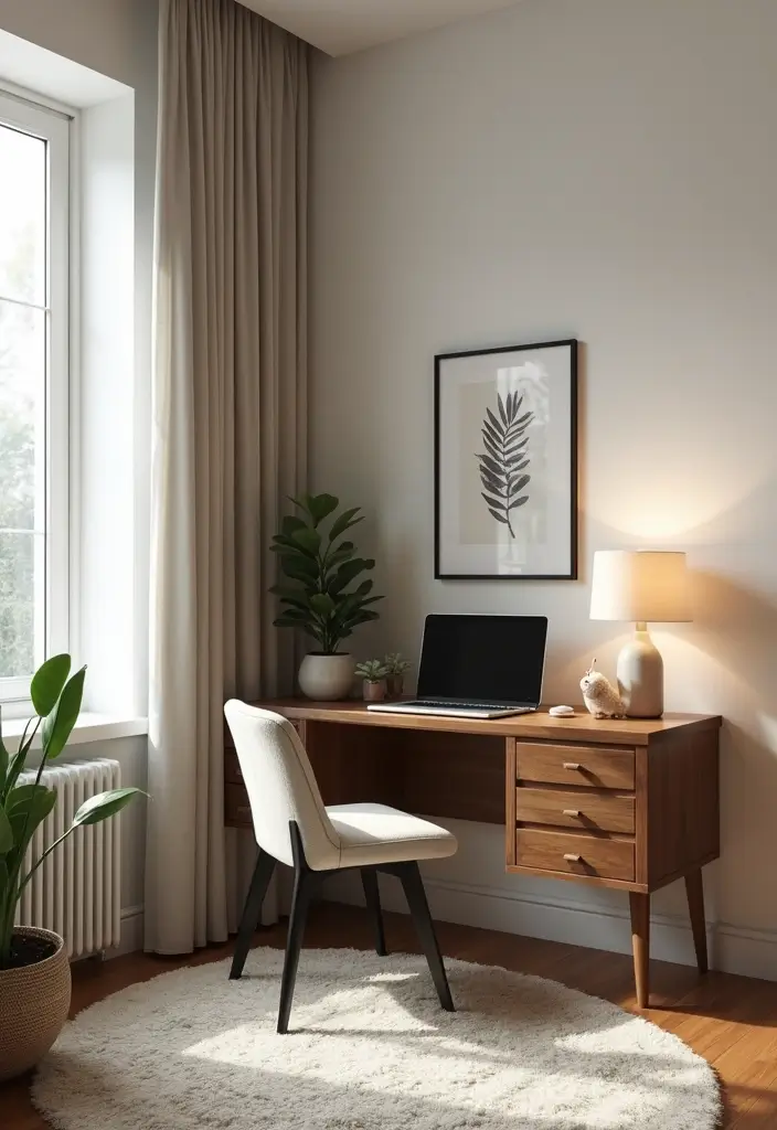 30 Office Nook in Living Room Ideas That Don’t Ruin Your Aesthetic - 11. Corner Desk Paradise