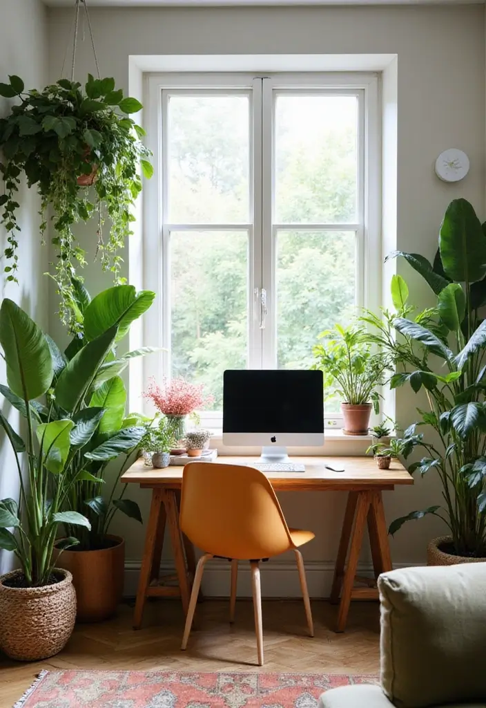 30 Office Nook in Living Room Ideas That Don’t Ruin Your Aesthetic - 15. Fantasy Garden Workspace