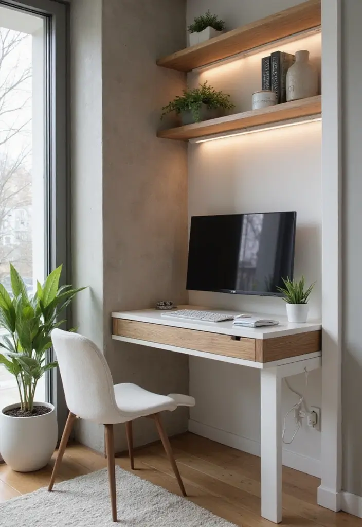 30 Office Nook in Living Room Ideas That Don’t Ruin Your Aesthetic - 16. Tech-Savvy Setup