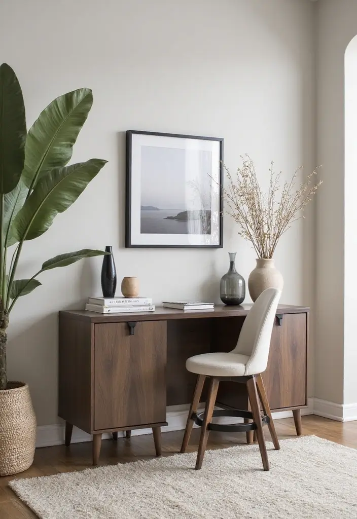 30 Office Nook in Living Room Ideas That Don’t Ruin Your Aesthetic - 3. Sleek Multi-Functional Furniture
