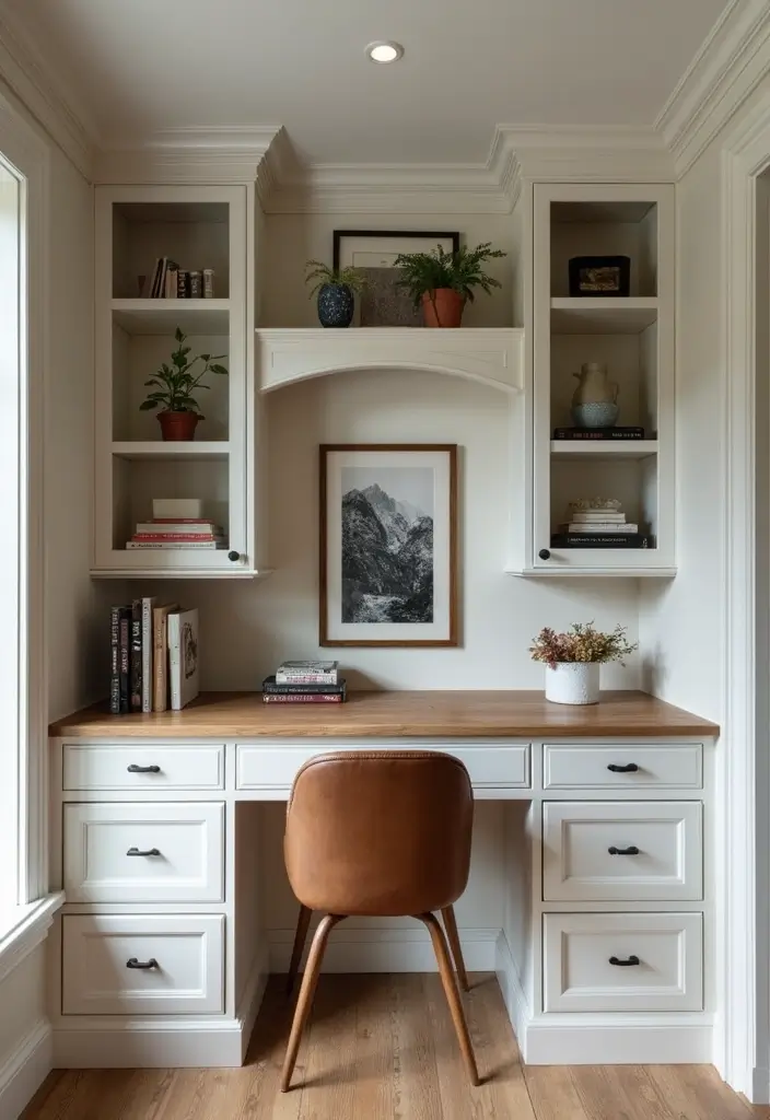 30 Office Nook in Living Room Ideas That Don’t Ruin Your Aesthetic - 8. Built-In Desk Solutions