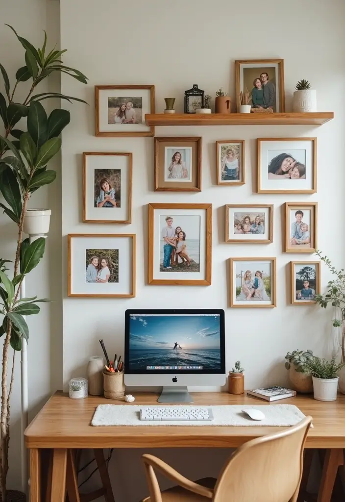30 Office Photo Wall Ideas to Personalize Your Workspace - 1. Family Memories