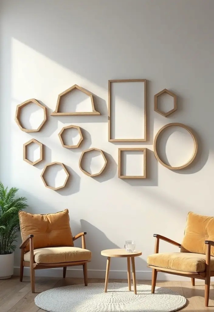 30 Office Photo Wall Ideas to Personalize Your Workspace - 18. Fun Shapes
