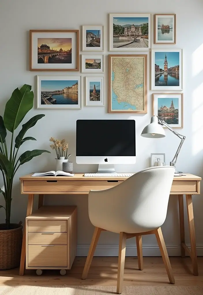 30 Office Photo Wall Ideas to Personalize Your Workspace - 2. Travel Highlights