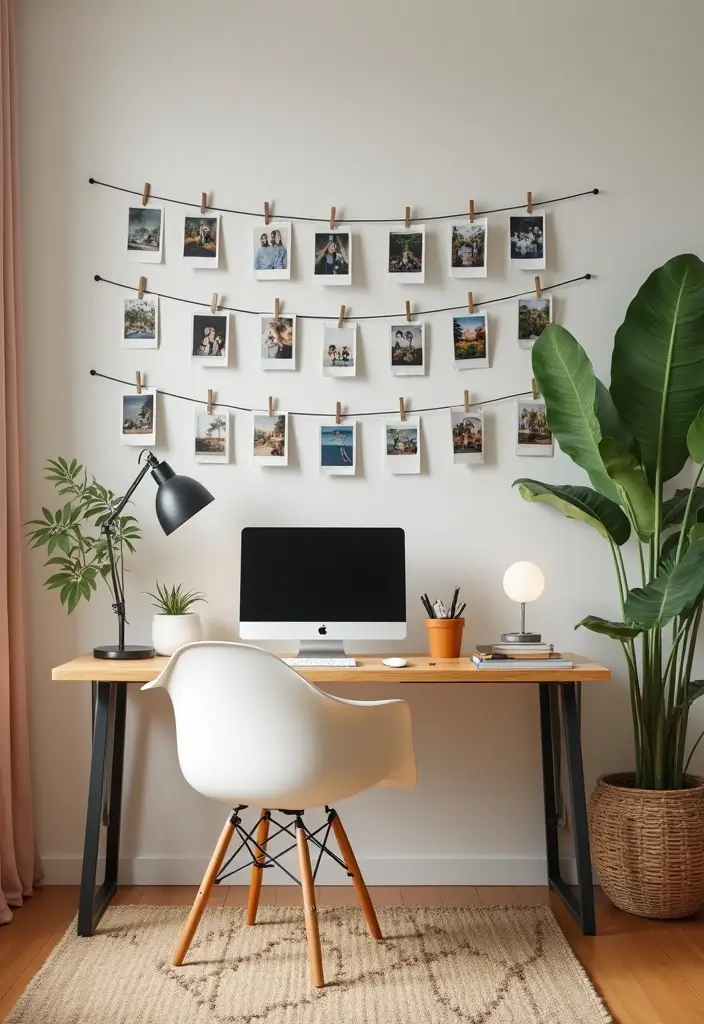 30 Office Photo Wall Ideas to Personalize Your Workspace - 20. Polaroid Wall