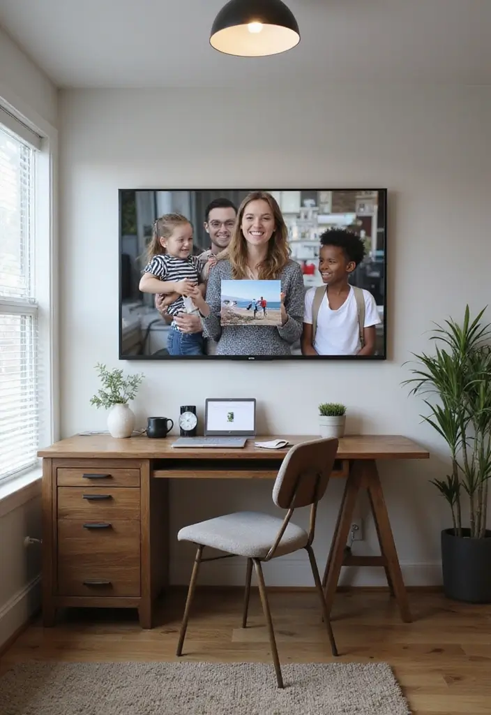 30 Office Photo Wall Ideas to Personalize Your Workspace - 21. Digital Photo Frame
