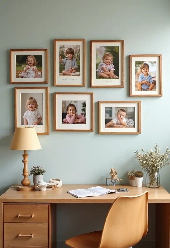 30 Office Photo Wall Ideas to Personalize Your Workspace - 25. Childhood Memories