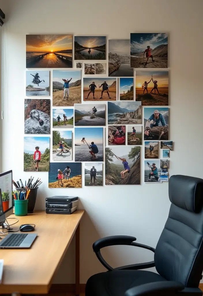 30 Office Photo Wall Ideas to Personalize Your Workspace - 28. Favorite Activities