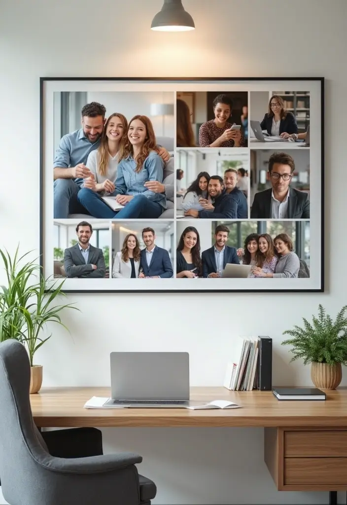 30 Office Photo Wall Ideas to Personalize Your Workspace - 29. Collaborative Collaborations