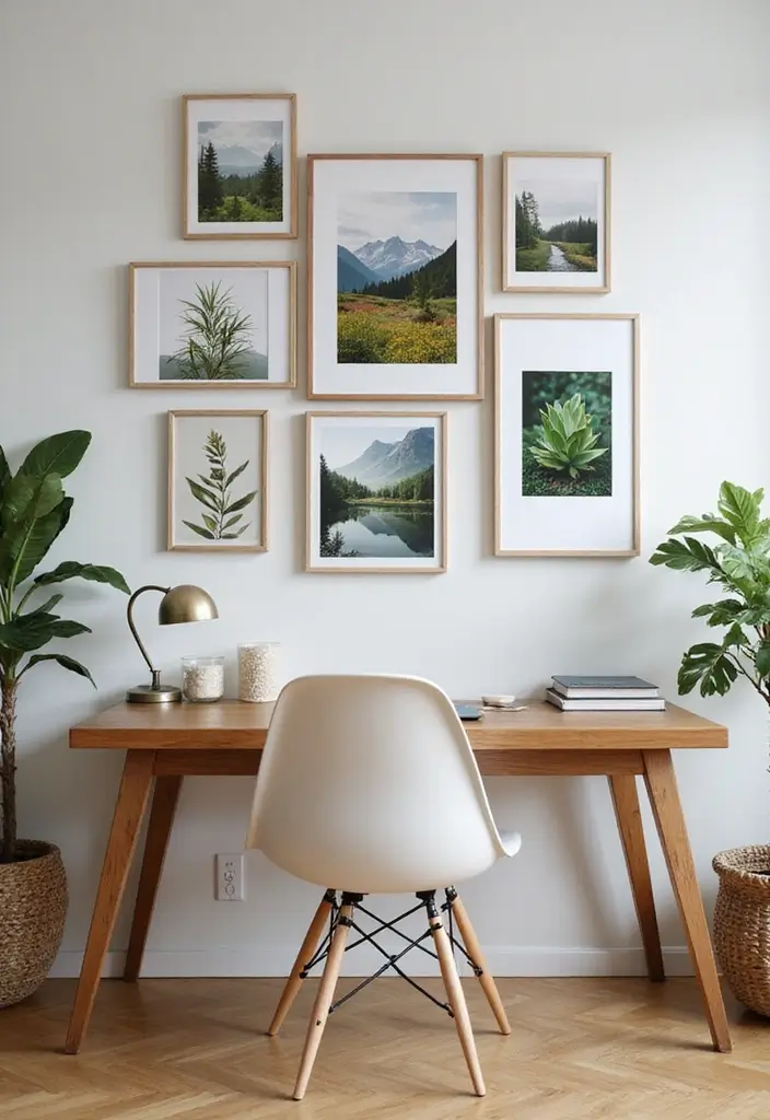 30 Office Photo Wall Ideas to Personalize Your Workspace - 4. Nature's Beauty
