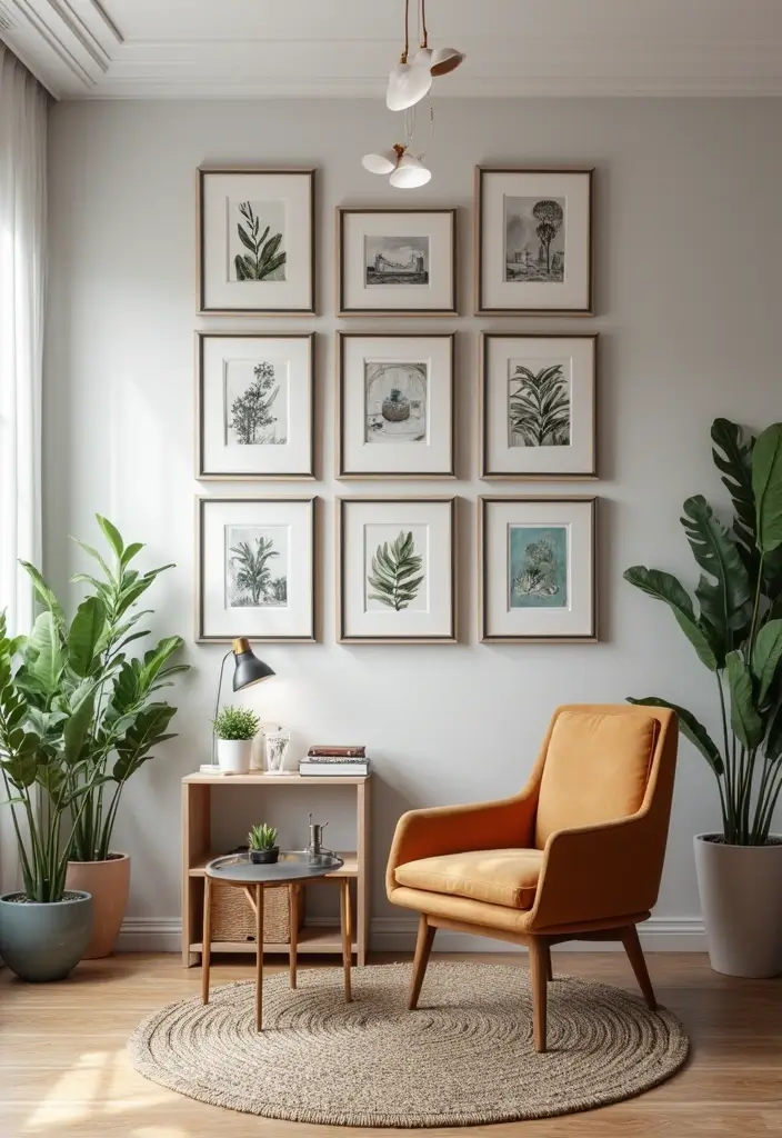 30 Office Photo Wall Ideas to Personalize Your Workspace - 5. Artistic Expressions