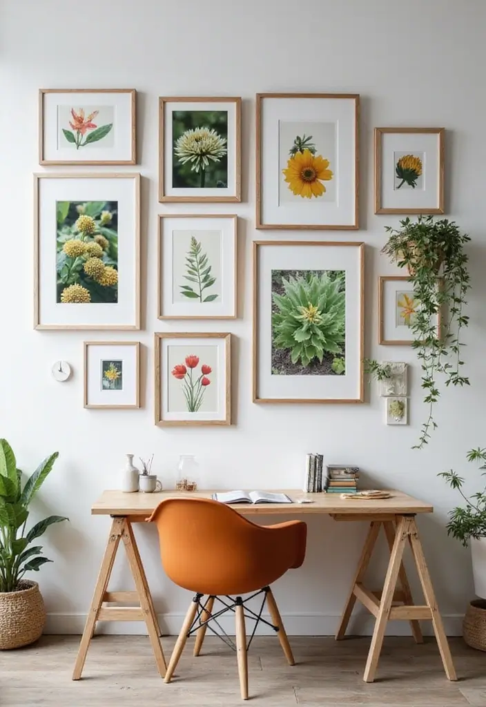 30 Office Photo Wall Ideas to Personalize Your Workspace - 6. Themed Collections