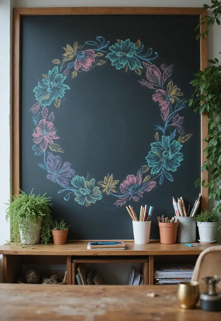 30 Office Table Design Ideas That Look Designer (But Aren’t) - 10. Chalkboard Desk