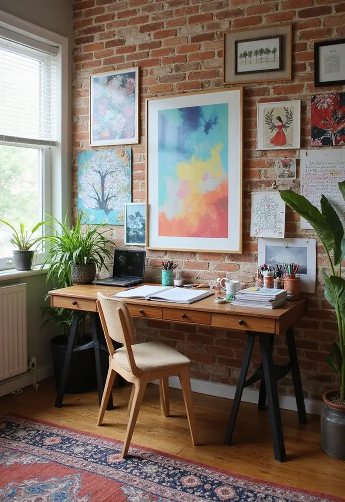 30 Office Table Design Ideas That Look Designer (But Aren’t) - 13. Art-Inspired Desk