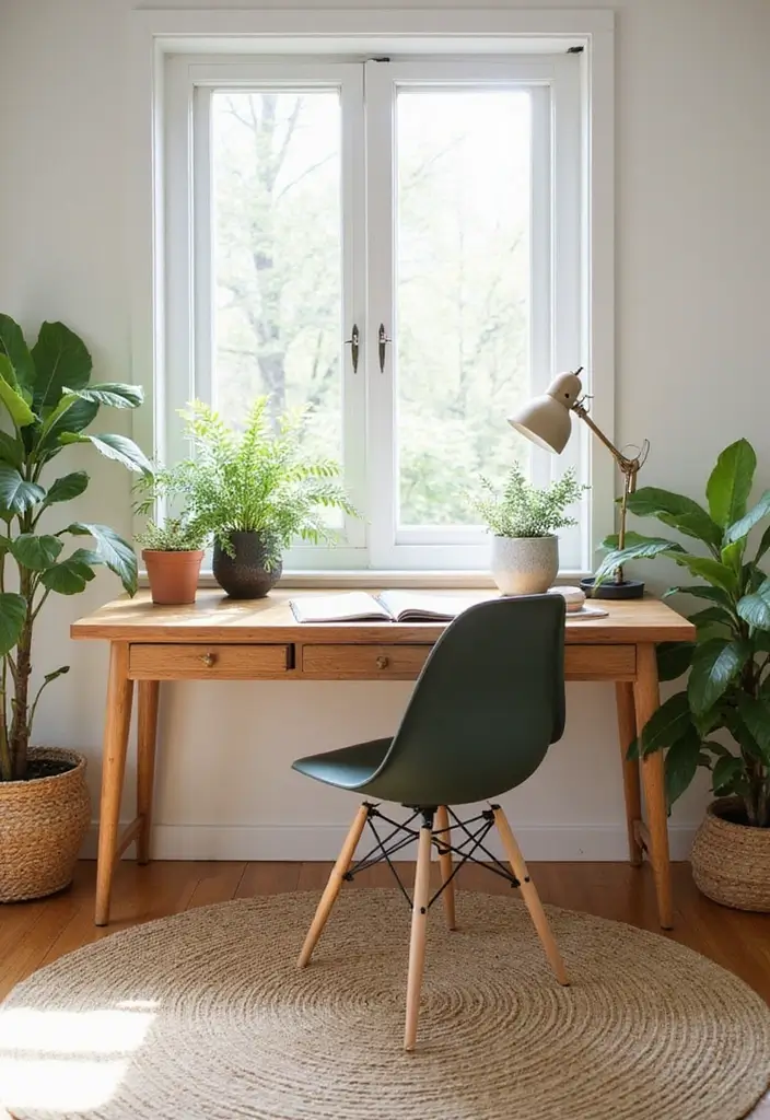 30 Office Table Design Ideas That Look Designer (But Aren’t) - 14. Nature-Inspired Desk