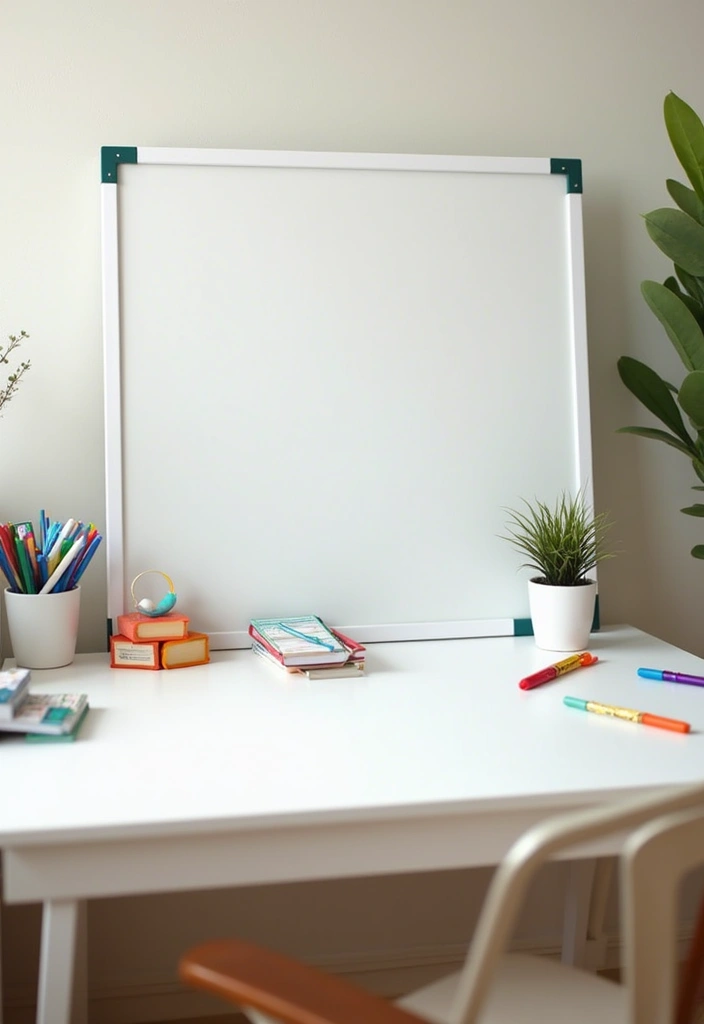30 Office Table Design Ideas That Look Designer (But Aren’t) - 27. Desk with a Whiteboard Surface