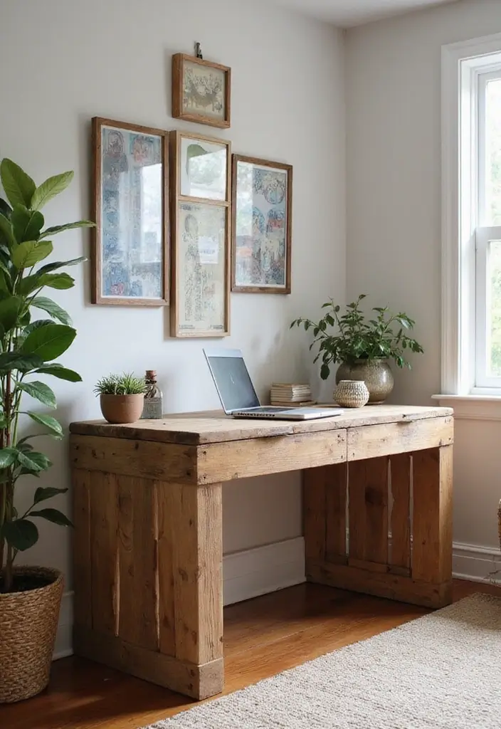 30 Office Table Design Ideas That Look Designer (But Aren’t) - 3. Repurposed Wooden Pallet Table