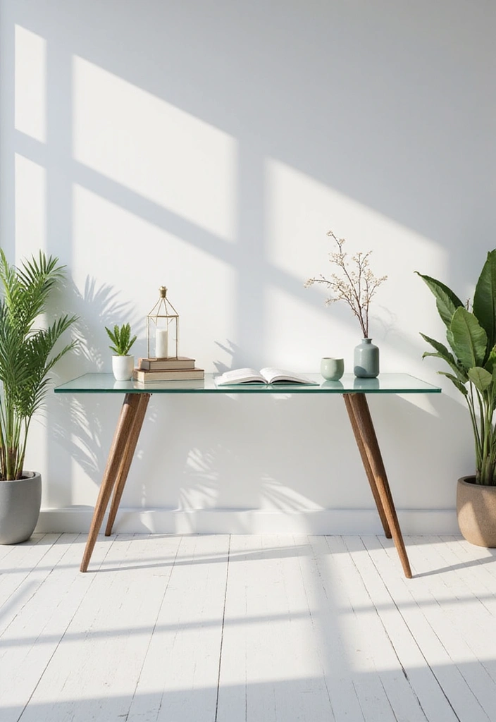 30 Office Table Design Ideas That Look Designer (But Aren’t) - 4. Minimalist Glass Table