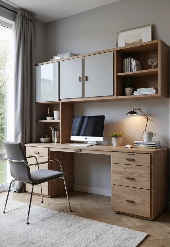 30 Office Table Design Ideas That Look Designer (But Aren’t) - 5. Multi-Functional Desk with Storage