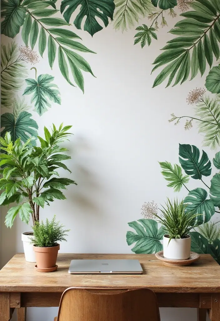 30 Office Wallpaper Ideas That Make Your Workspace Pop - 1. Botanical Bliss