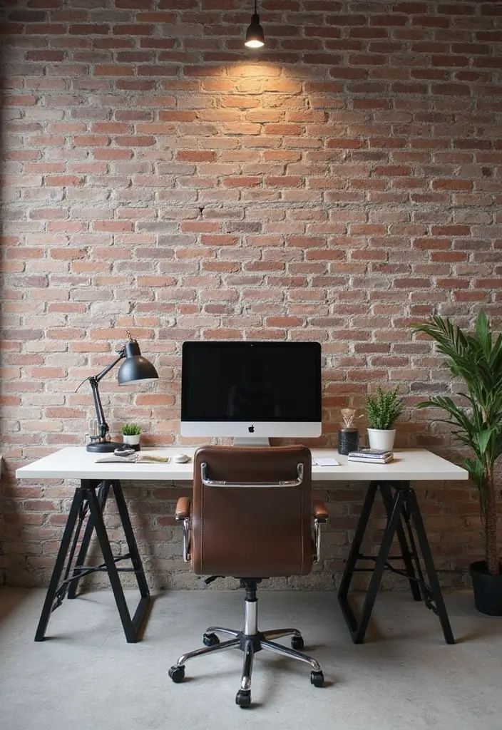 30 Office Wallpaper Ideas That Make Your Workspace Pop - 14. Industrial Chic
