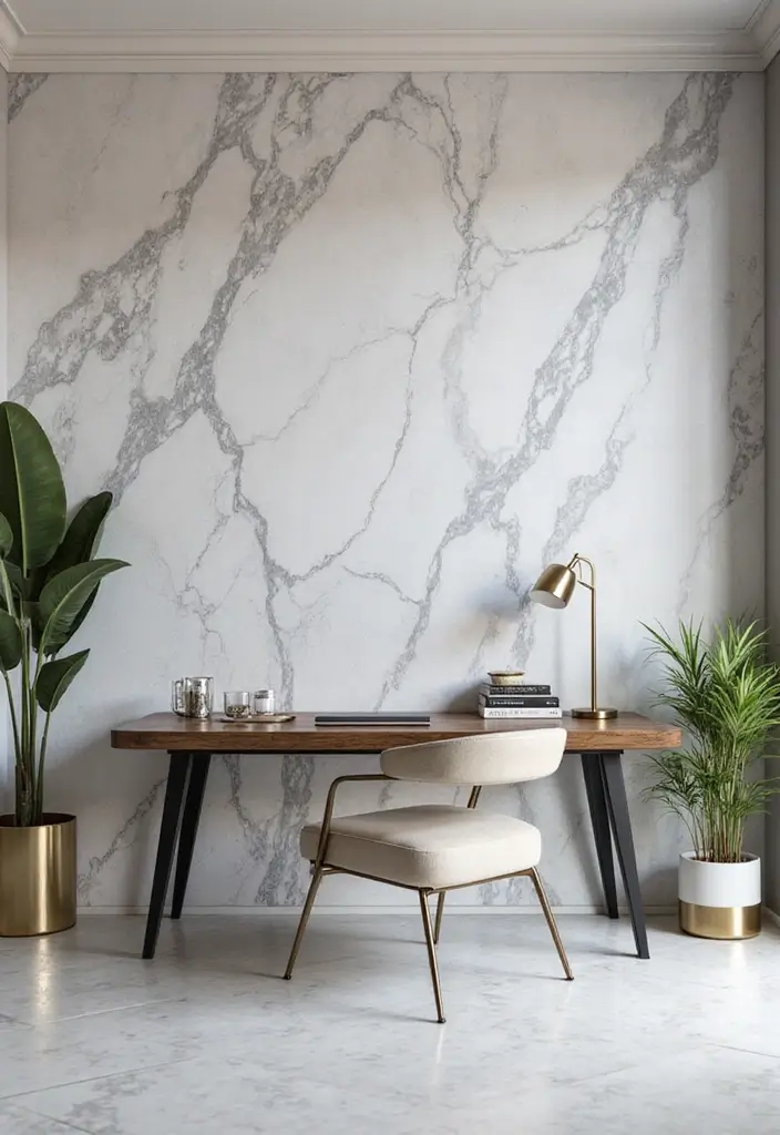 30 Office Wallpaper Ideas That Make Your Workspace Pop - 16. Polished Marble Looks