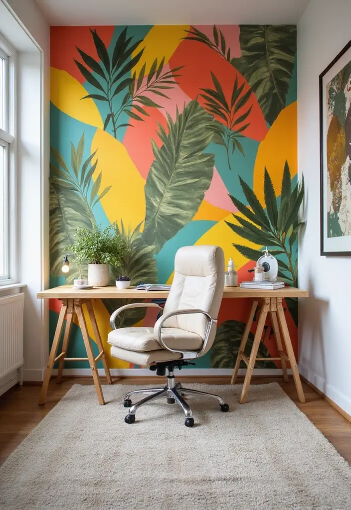 30 Office Wallpaper Ideas That Make Your Workspace Pop - 29. Bright and Bold