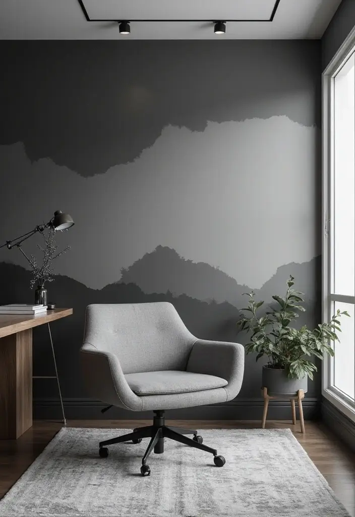 30 Office Wallpaper Ideas That Make Your Workspace Pop - 6. Monochrome Magic