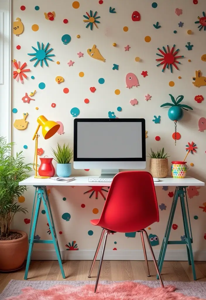 30 Office Wallpaper Ideas That Make Your Workspace Pop - 7. Playful Patterns