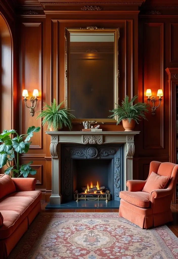 30 Office with Fireplace Ideas That Feel Like a Luxe Cabin - 10. Elegant Traditional Office with a Fireplace