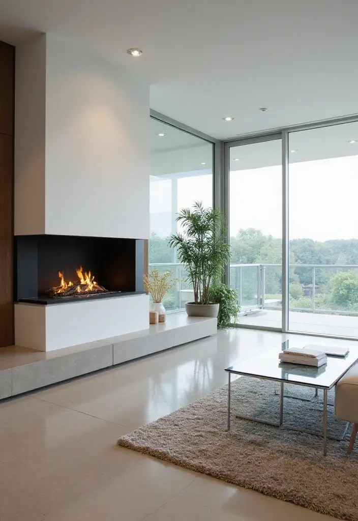 30 Office with Fireplace Ideas That Feel Like a Luxe Cabin - 2. Sleek Modern Fireplace with Minimalist Decor