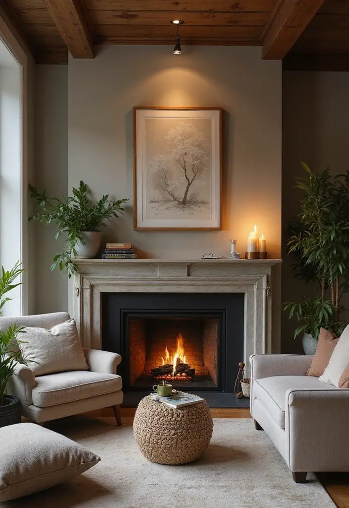 30 Office with Fireplace Ideas That Feel Like a Luxe Cabin - 21. Serene Retreat Office with a Fireplace