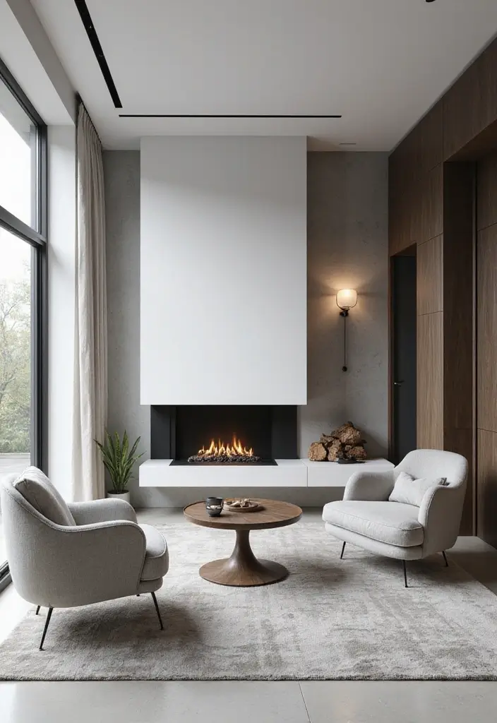 30 Office with Fireplace Ideas That Feel Like a Luxe Cabin - 22. Streamlined Contemporary Office with a Fireplace