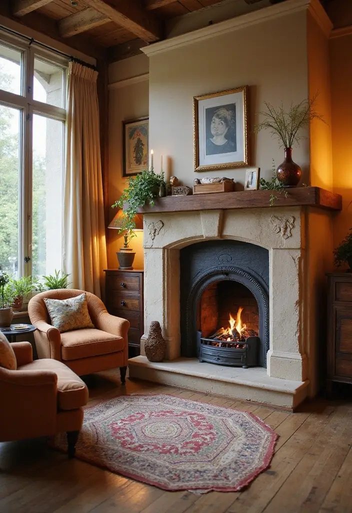 30 Office with Fireplace Ideas That Feel Like a Luxe Cabin - 23. Welcoming Workspace with an Inviting Fireplace