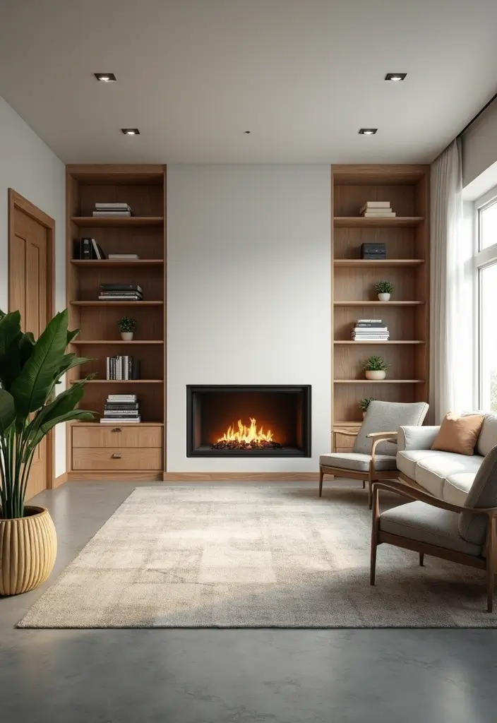 30 Office with Fireplace Ideas That Feel Like a Luxe Cabin - 28. Functional Layout with a Fireplace